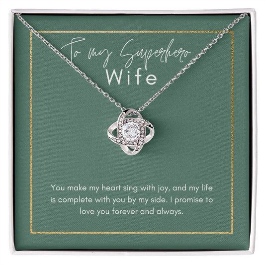 To My Superhero Wife Love Knot Necklace