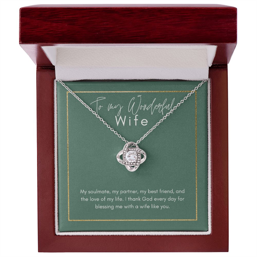 To My Wonderful Wife Soulmate Love Knot Necklace