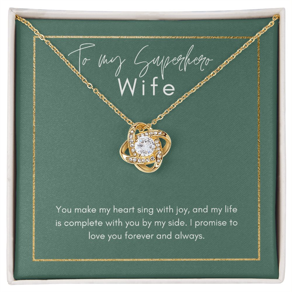 To My Superhero Wife Love Knot Necklace