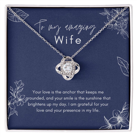 To My Amazing Wife Anchor Love Knot Necklace