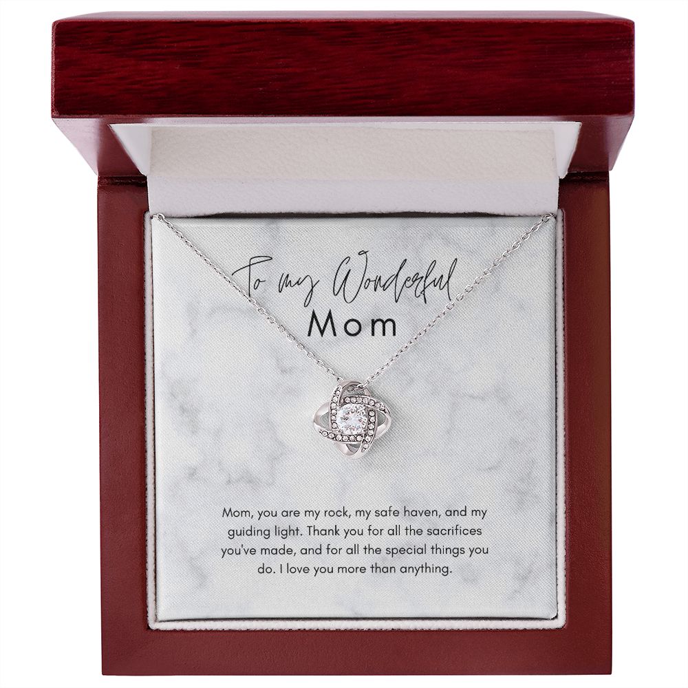 To My Wonderful Mom My Rock Love Knot Necklace